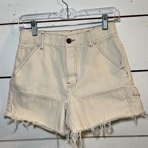 Pacsun Womens Cream Cargo Jean Shorts